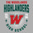 Close-up view of The Woodlands High School Highlanders Unisex 3/4 sleeve Raglan T-shirt 204