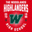 Close-up view of The Woodlands High School Highlanders Women's Red SoftStyle T-shirt 204