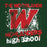 Close-up view of The Woodlands High School Highlanders Forest Green Classic Unisex T-shirt 205