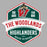 Close-up view of The Woodlands High School Highlanders Unisex 3/4 sleeve Raglan T-shirt 209