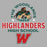 Close-up view of The Woodlands High School Highlanders Unisex 3/4 sleeve Raglan T-shirt 222