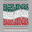 A graphic design featuring the word 'HIGHLANDERS' repeated three times in large stylized letters, with 'HIGHLANDERS' in dark green, white, and red. Decorative wavy stripes in green, white, and red appear above and below. The Woodlands High School Highlanders Sport Grey Classic Unisex T-shirt 227