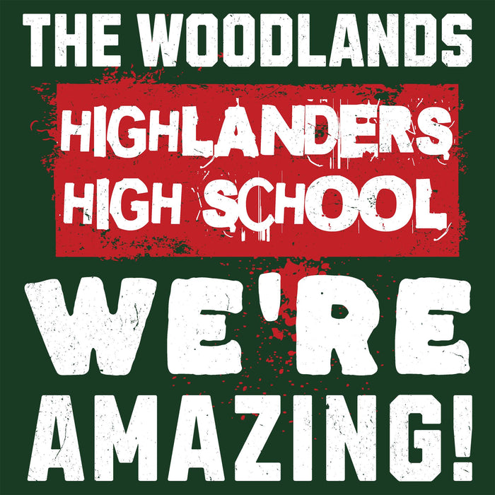 Close-up view of The Woodlands High School Highlanders Forest Green Classic Unisex T-shirt 231