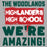 Close-up view of The Woodlands High School Highlanders Unisex 3/4 sleeve Raglan T-shirt 231