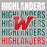 Close-up view of The Woodlands High School Highlanders Women's Sport Grey SoftStyle T-shirt 233