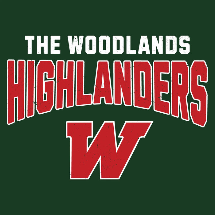 Close-up view of The Woodlands High School Highlanders Forest Green Classic Unisex T-shirt 234