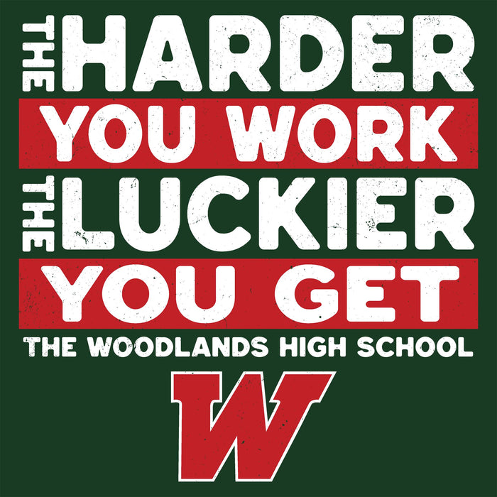 Close-up view of The Woodlands High School Highlanders Forest Green Classic Unisex T-shirt 238