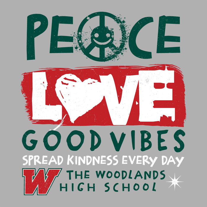 Close-up view of The Woodlands High School Highlanders Unisex 3/4 sleeve Raglan T-shirt 240