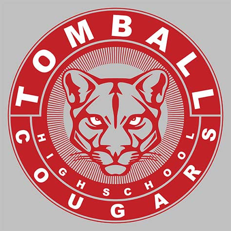 Close-up of Tomball High School Cougars Unisex 3/4 sleeve Raglan T-shirt 02