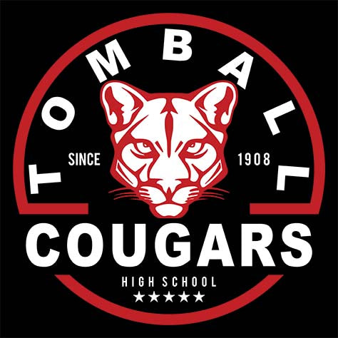 Close-up of Tomball High School Cougars Women's Black T-shirt 04