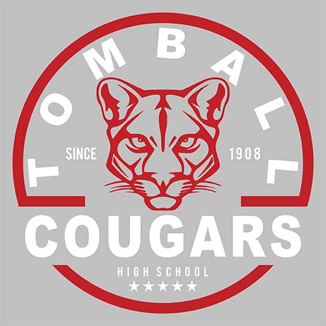 Close-up of Tomball High School Cougars Unisex 3/4 sleeve Raglan T-shirt 04