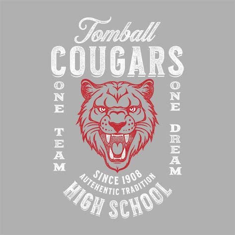 Close-up of Tomball Cougars Premium Grey Hoodie - Design 06