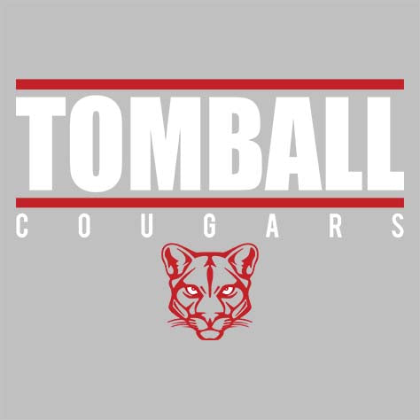 Close-up of Tomball High School Cougars Unisex 3/4 sleeve Raglan T-shirt 07