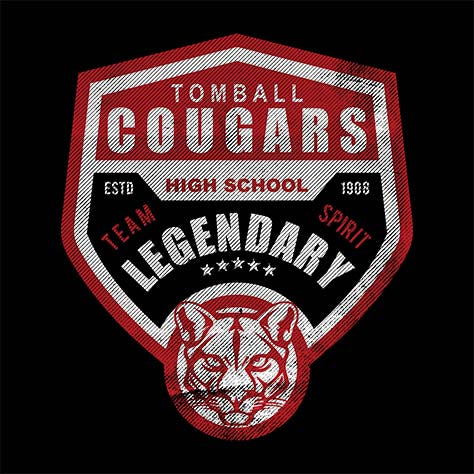 Close-up of Tomball Cougars Premium Black Hoodie - Design 14