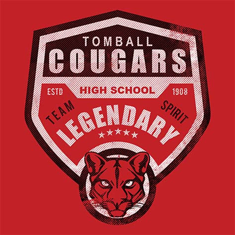 Close-up of Tomball High School Cougars Red Classic Unisex Hoodie 14