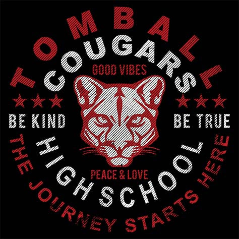 Close-up of Tomball Cougars Premium Black Hoodie - Design 16