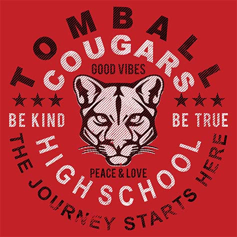 Close-up of Tomball High School Cougars Classic Unisex Red T-shirt 16