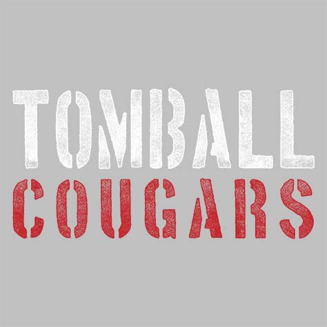 Close-up of Tomball High School Cougars Unisex 3/4 sleeve Raglan T-shirt 17