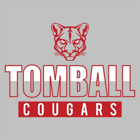 Close-up of Tomball High School Cougars Unisex 3/4 sleeve Raglan T-shirt 23