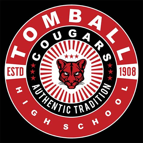 Close-up of Tomball High School Cougars Classic Unisex Black T-shirt 30