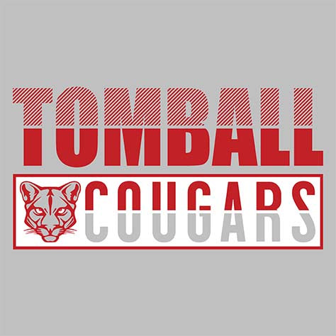 Close-up of Tomball High School Cougars Unisex 3/4 sleeve Raglan T-shirt 31