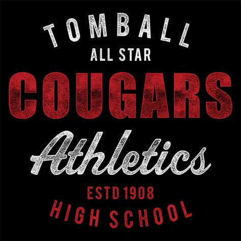 Close-up of Tomball High School Cougars Black Classic Unisex Hoodie 34