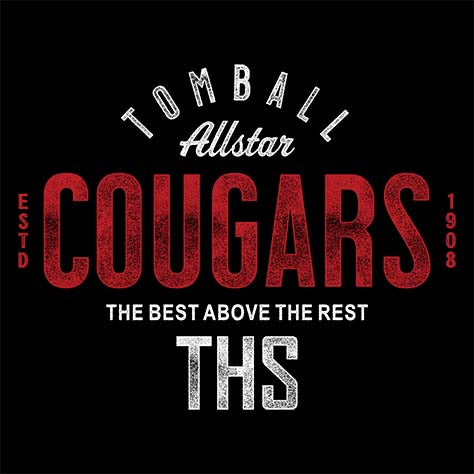 Close-up of Tomball Cougars Premium Black Hoodie - Design 40