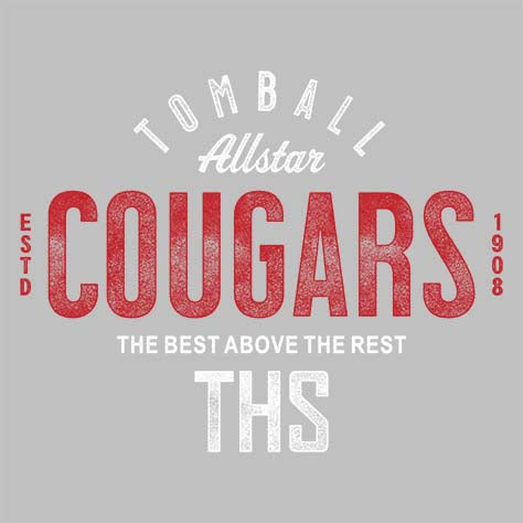 Close-up of Tomball Cougars Premium Grey Hoodie - Design 40