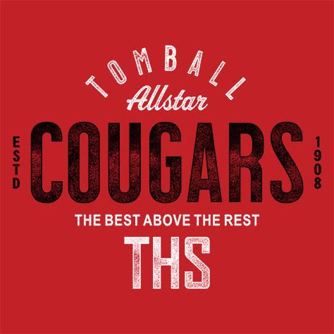 Close-up of Tomball High School Cougars Red Classic Unisex Hoodie 40