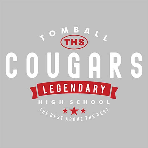 Close-up of Tomball High School Cougars Unisex 3/4 Sleeve Raglan T-shirt 44