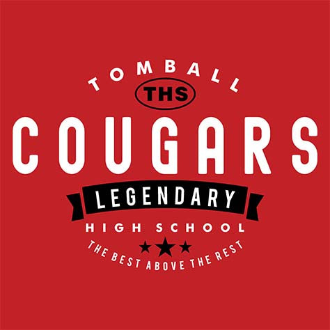 Close-up of Tomball High School Cougars Classic Unisex Red T-shirt 44