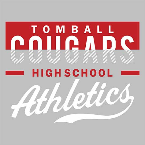 Close-up of Tomball High School Cougars Unisex 3/4 Sleeve Raglan T-shirt 48