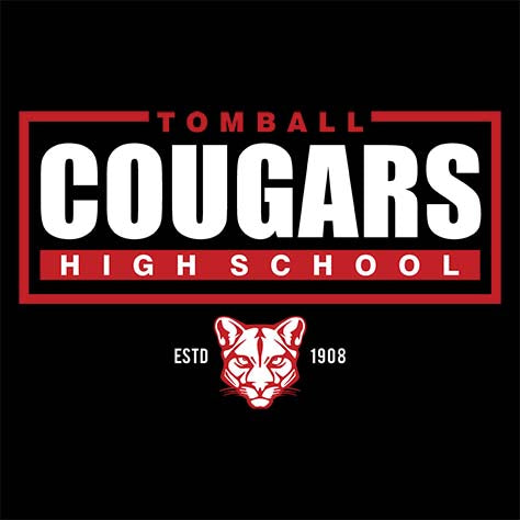 Close-up of Tomball High School Cougars Black Classic Unisex Hoodie 49