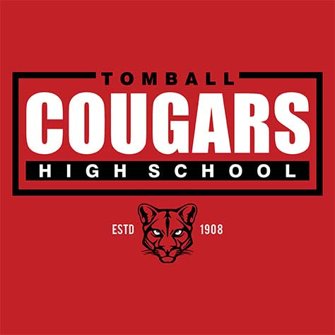 Close-up of Tomball High School Cougars Classic Unisex Red T-shirt 49