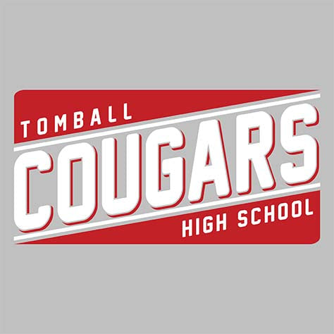 Close-up of Tomball High School Cougars Unisex 3/4 Sleeve Raglan T-shirt 84