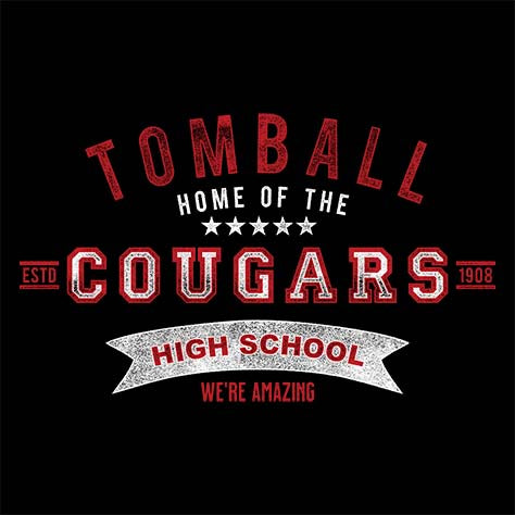 Close-up of Tomball Cougars Premium Black Hoodie - Design 96