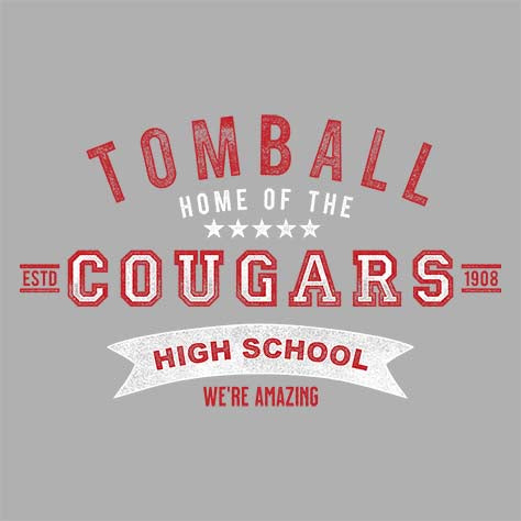 Close-up of Tomball Cougars Premium Grey Hoodie - Design 96