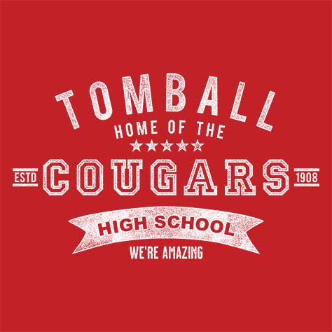 Close-up of Tomball High School Cougars Premium Red Unisex T-shirt 96