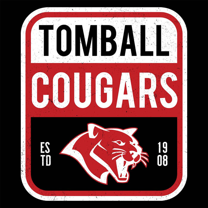 Close-up view of Tomball High School Cougars Women's Black T-shirt 001