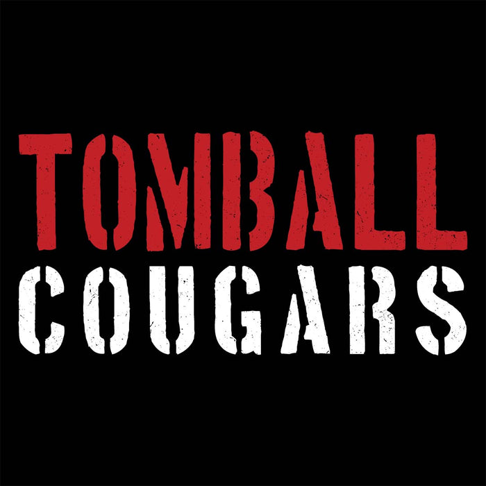 Close-up view of Tomball High School Cougars Women's Black T-shirt 017