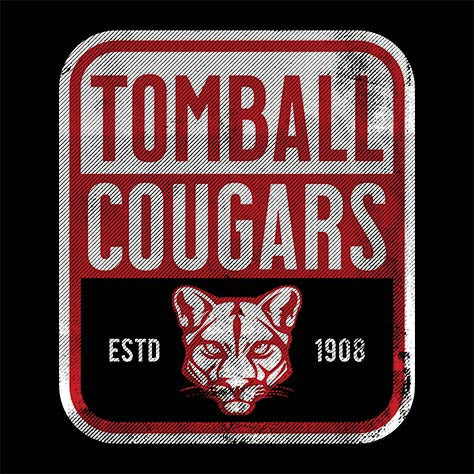 Close-up of Tomball High School Cougars Classic Unisex Black T-shirt 01