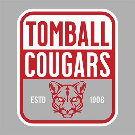 Close-up of Tomball High School Cougars Unisex 3/4 sleeve Raglan T-shirt 01