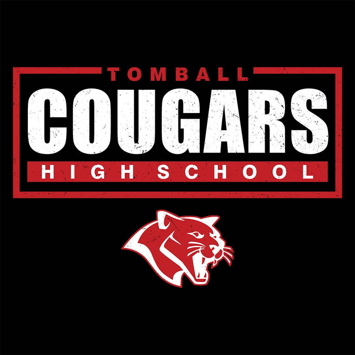 Close-up view of Tomball High School Cougars Women's Black T-shirt 049