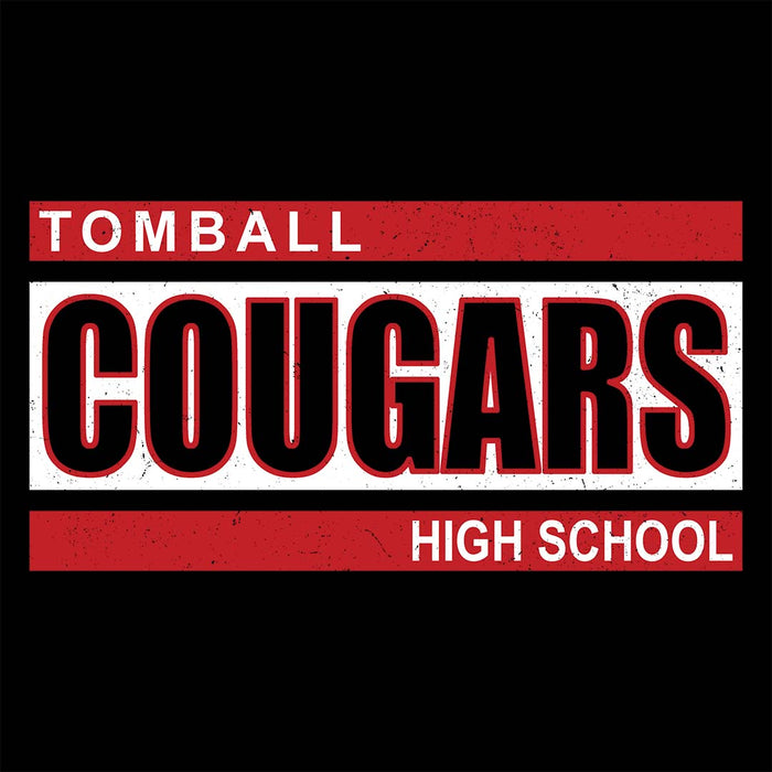 Close-up view of Tomball High School Cougars Women's Black T-shirt 098