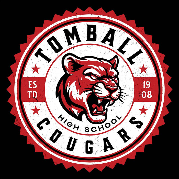 Close-up view of Tomball High School Cougars Black Classic Unisex T-shirt 203