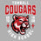 Close-up view of Tomball High School Cougars Unisex 3/4 sleeve Raglan T-shirt 204