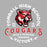 Close-up view of Tomball High School Cougars Unisex 3/4 sleeve Raglan T-shirt 206