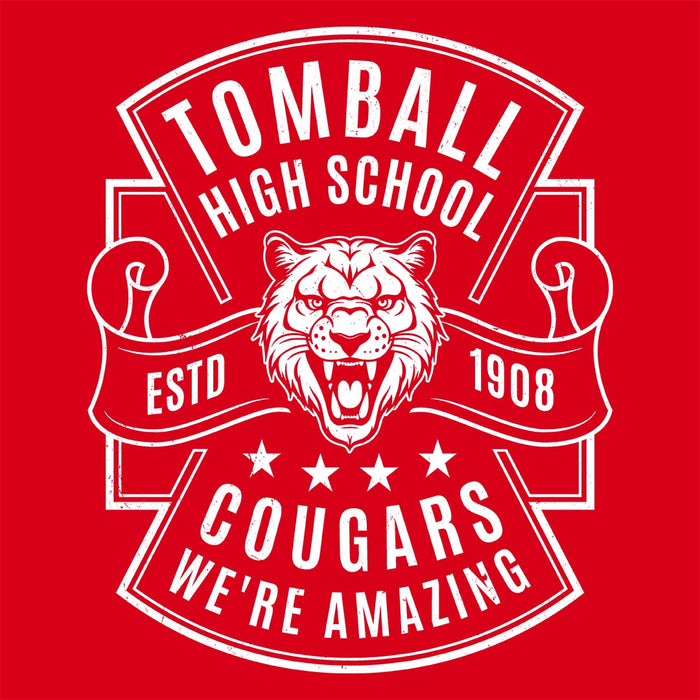 Close-up view of Tomball High School Cougars Red Classic Unisex T-shirt 207