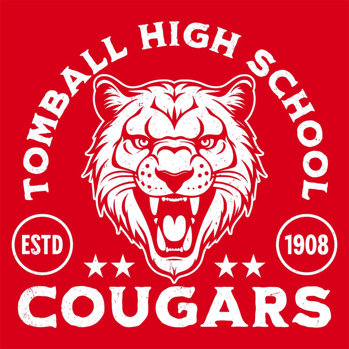 Close-up view of Tomball High School Cougars Red Classic Unisex T-shirt 208