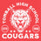 Close-up view of Tomball High School Cougars Women's Red Heather T-shirt 208